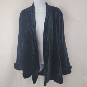 ANOTHER THYME Womens Jacket Sz 3X? 55" Bust BLACK Crushed Velvet Whimsigoth